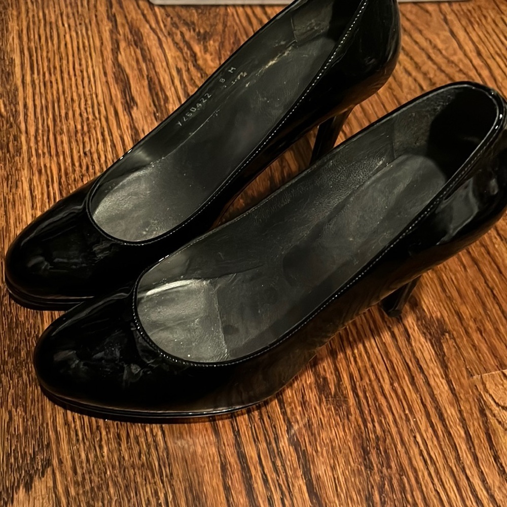 Black patent platform Stuart weitzman